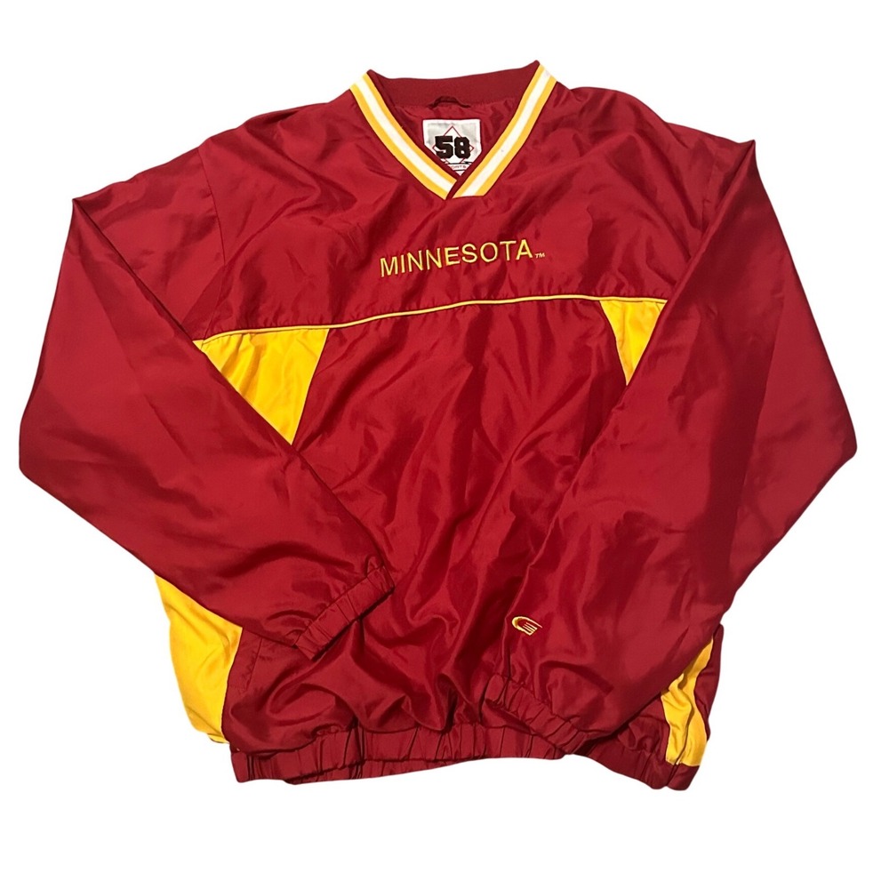 58 Sports Minnesota Golden Gophers V-Neck Windbreaker Pullover Maroon Gold XL